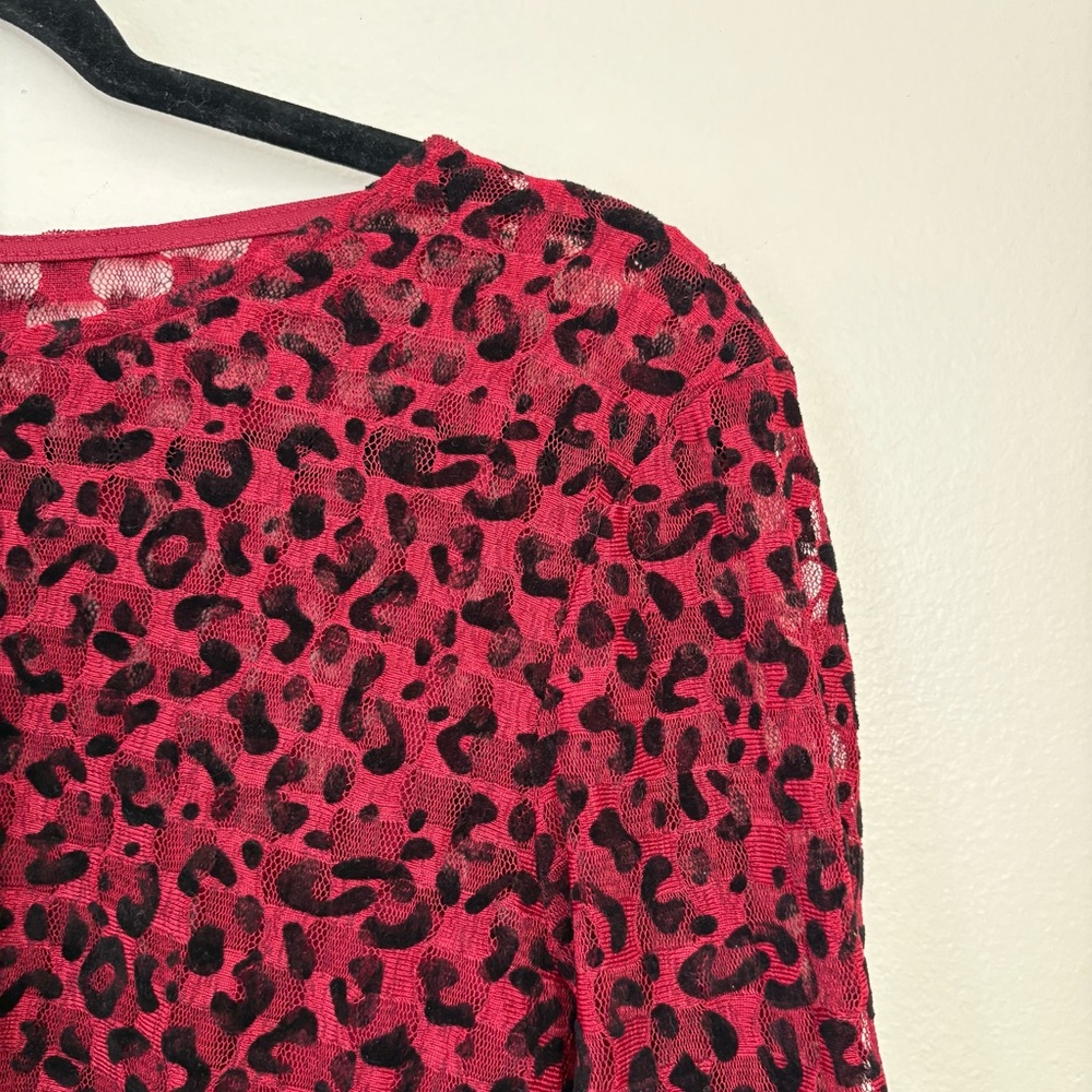 Cherie LA Red Velvet Sheer Animal Print Dress Size Large NWT - Picture 4 of 13
